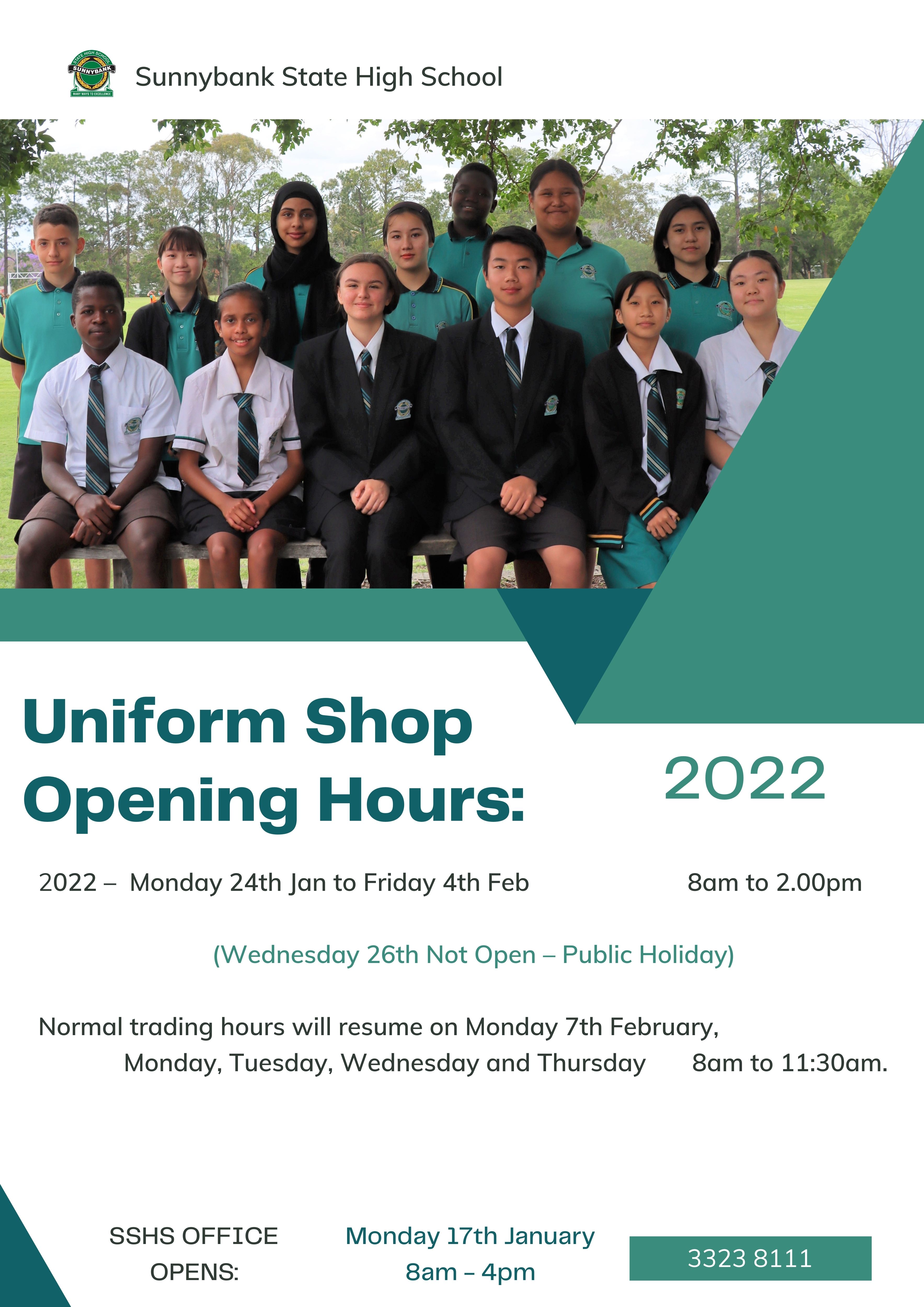 2022 Uniform Shop Opening Hours